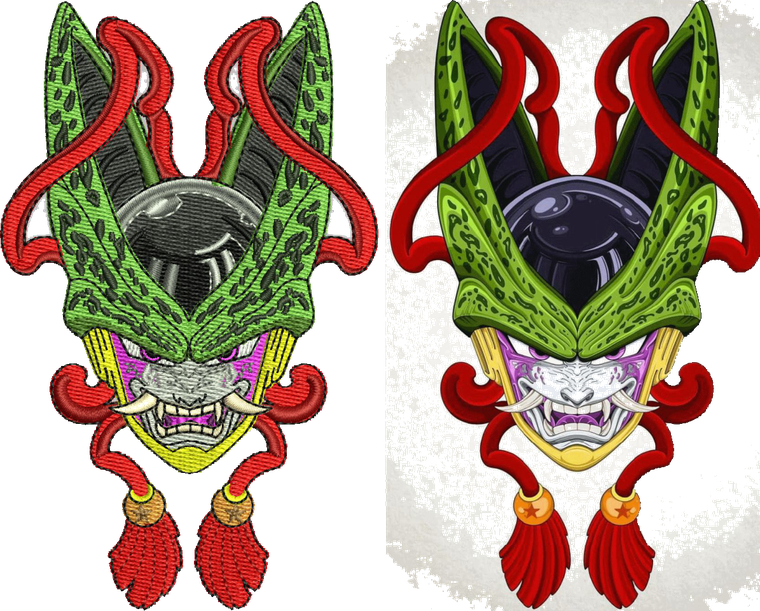 Oni Mask embroidery digitizing sample